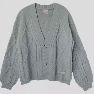 Taylor Swift TTPD Cardigan- NEW Gray Cable Knit Women's Sweater